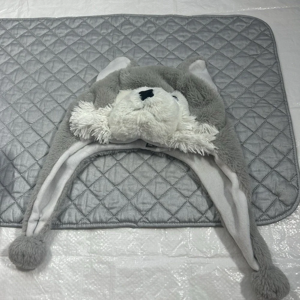 PUGS Husky Wolf Plush Trapper Hat Warm Winter Beanie Flaps Unisex